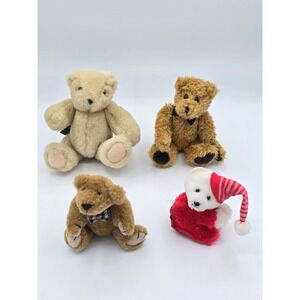 4 Lot‎ VTG Bears:Vermont Teddy Bear Co + Boyds Bears Percy Fabric Archive Bear+